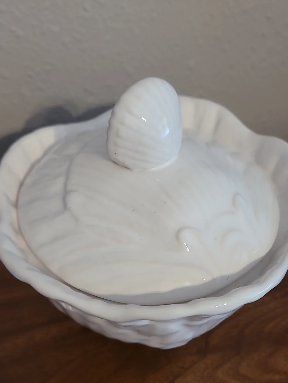 Olfaire White Ceramic Conch Shell Creamer & Sugar Set Coastal Nautical Portugal